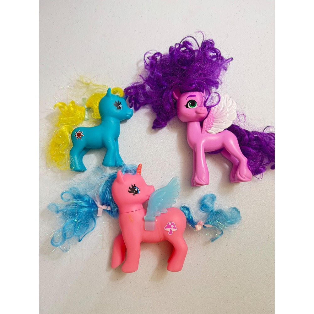 VTG My Little Pony 3* Figures‎ Pink Pegasus Blue Unicorn Pink Unicorn Wings
